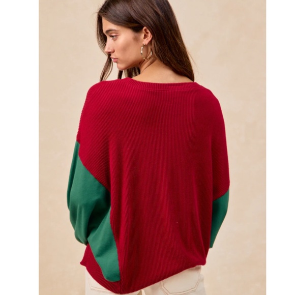 "The Odessa" Burgundy Oversized Christmas Tree Sweater - Picture 3 of 3